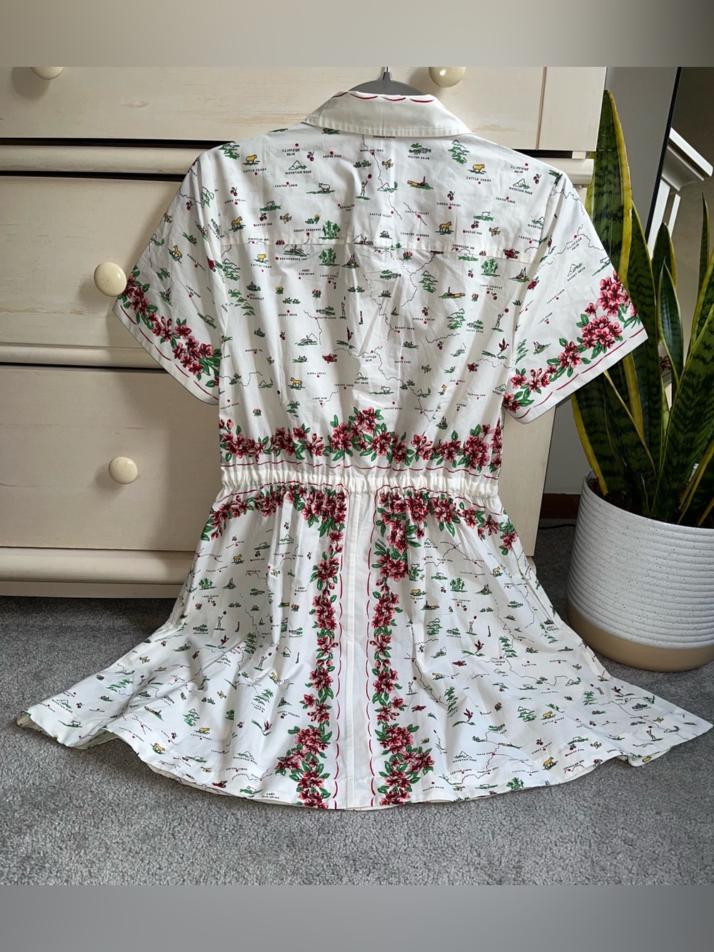 NWT J Crew Cerise Mini Shirt-Dress in Map Print Cotton Poplin 6 - Picture 3 of 3